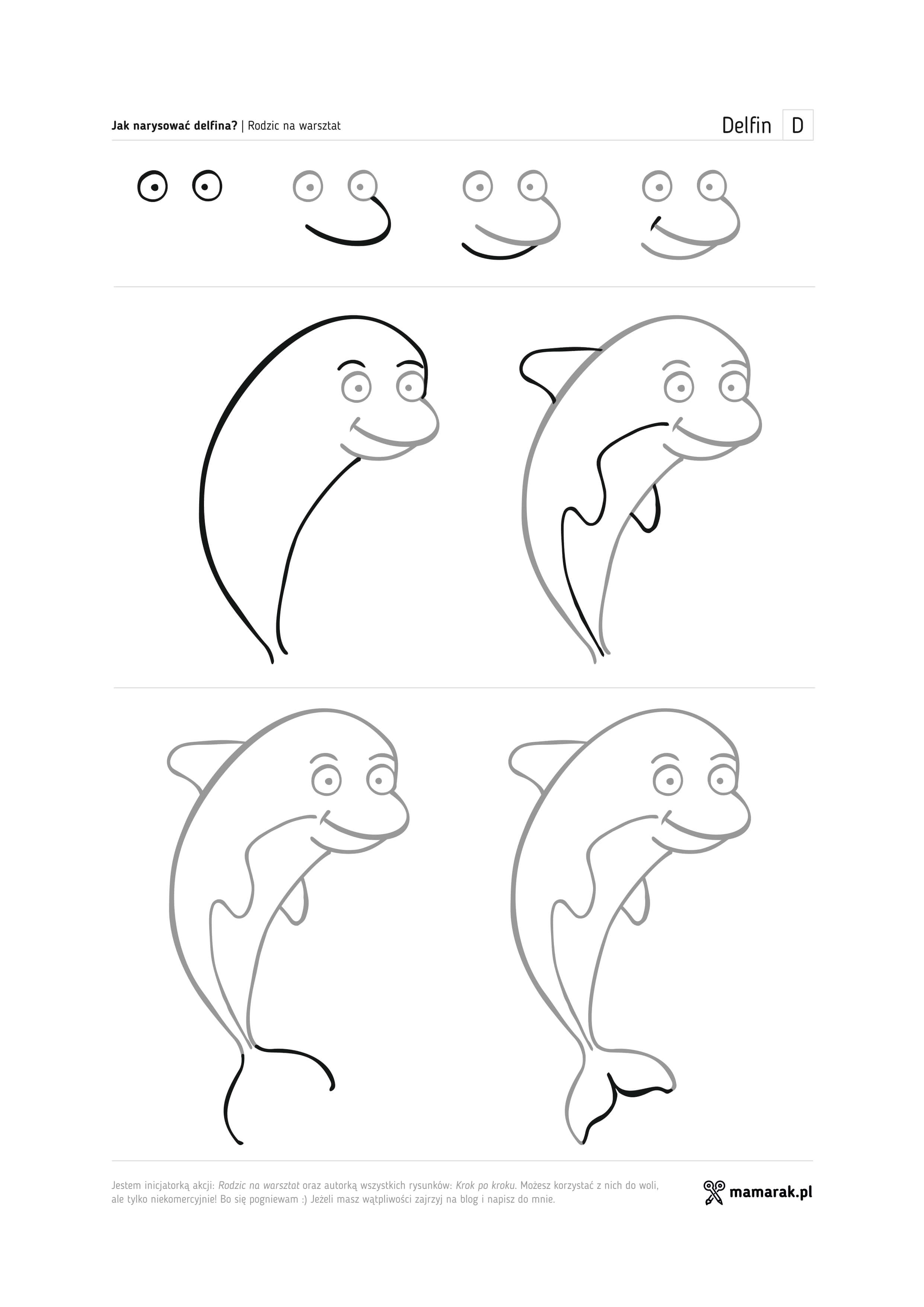 Как нарисовать дельфина поэтапно