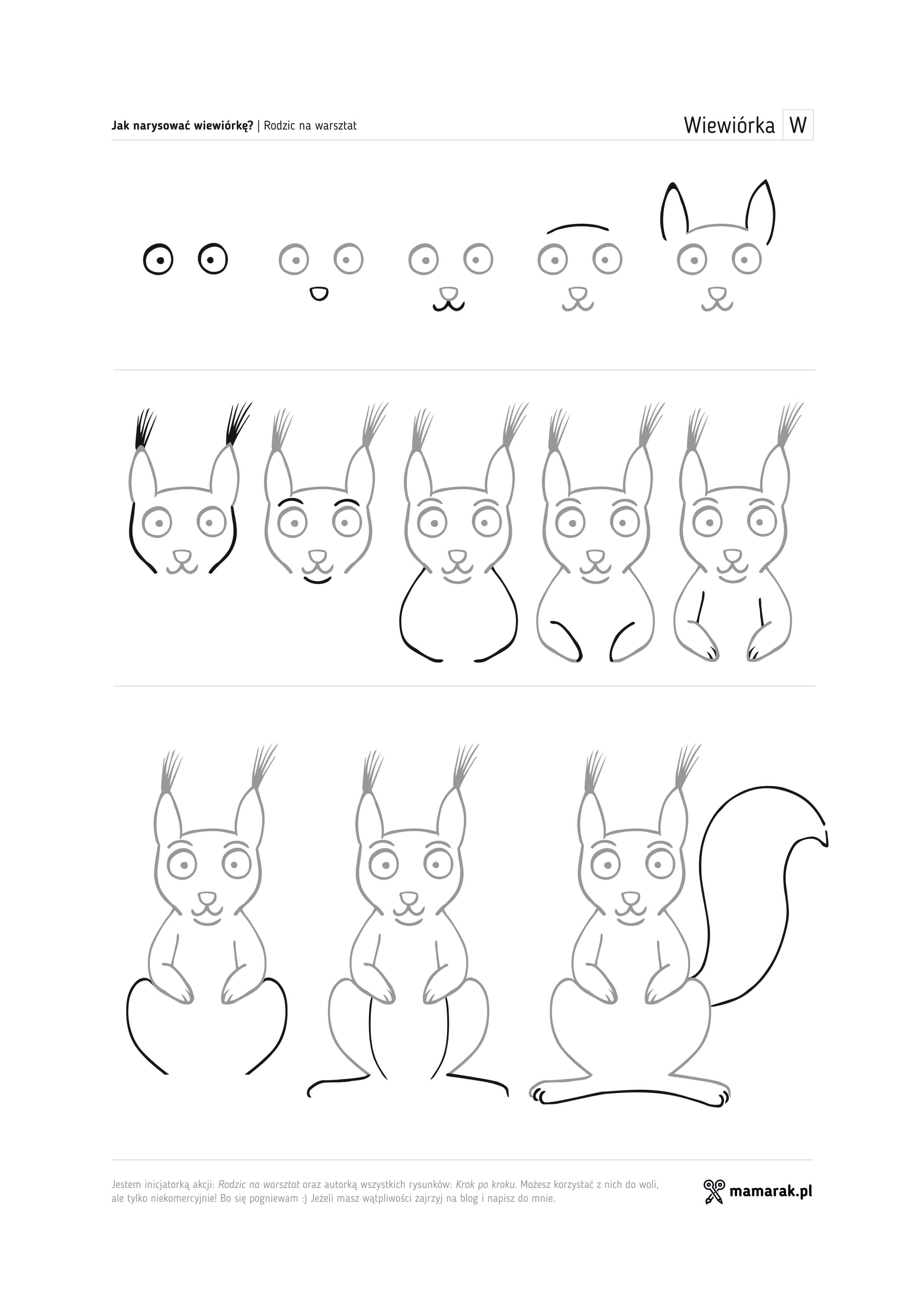 Jak narysować jeża, wiewiórkę i kreta? 3 karty krok po